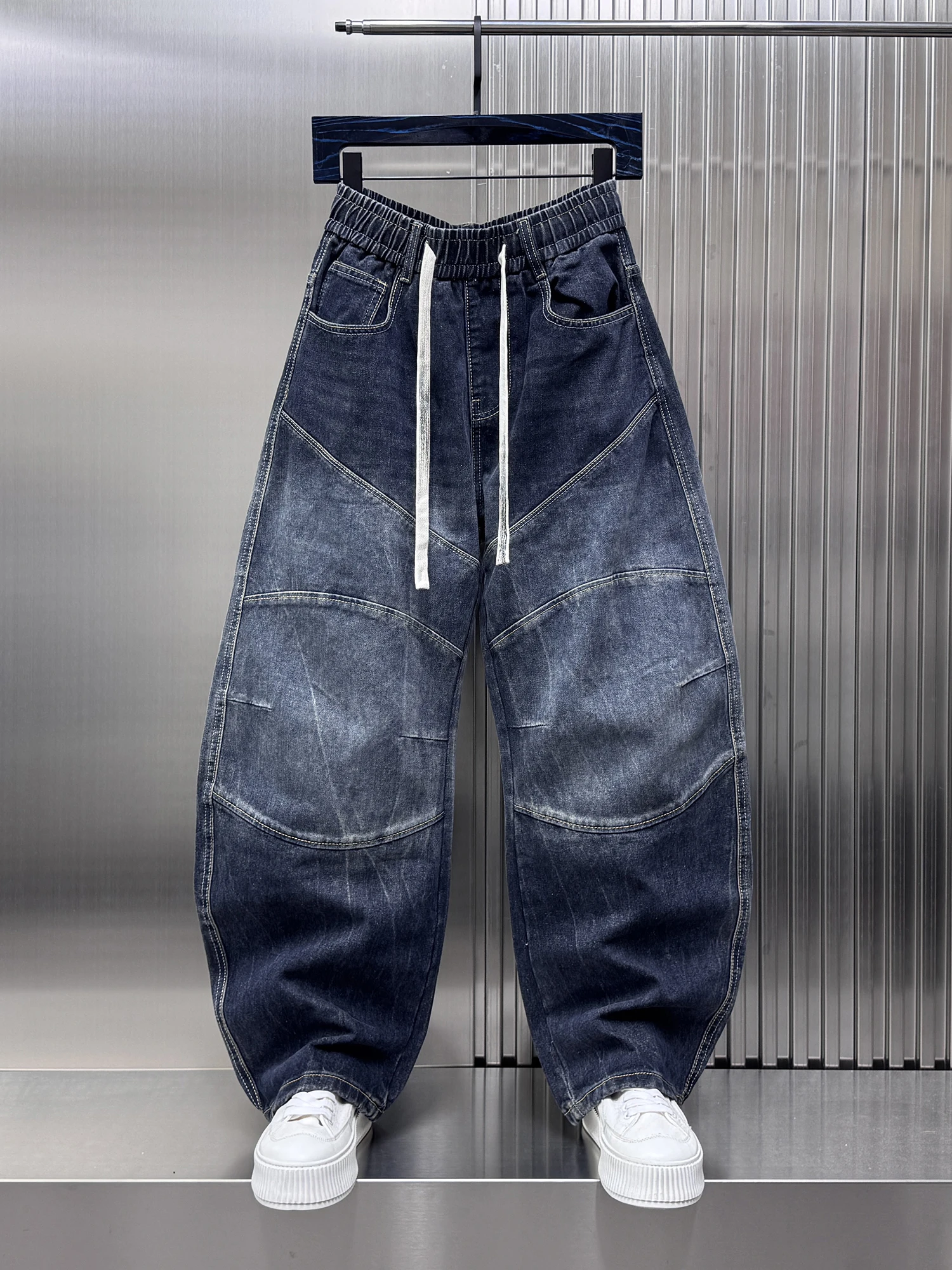 

Мужские джинсы в стиле ретро, американские, из денима, свободные, с широкими штанинами, модные, универсальные, износостойкие, прямого кроя, для осени