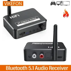 DAC Bluetooth 5.1 Audio Receiver Digital to Analog Converter 3.5mm AUX RCA L/R U-Disk Optical Stereo Hifi 2 in1 Wireless Adadper