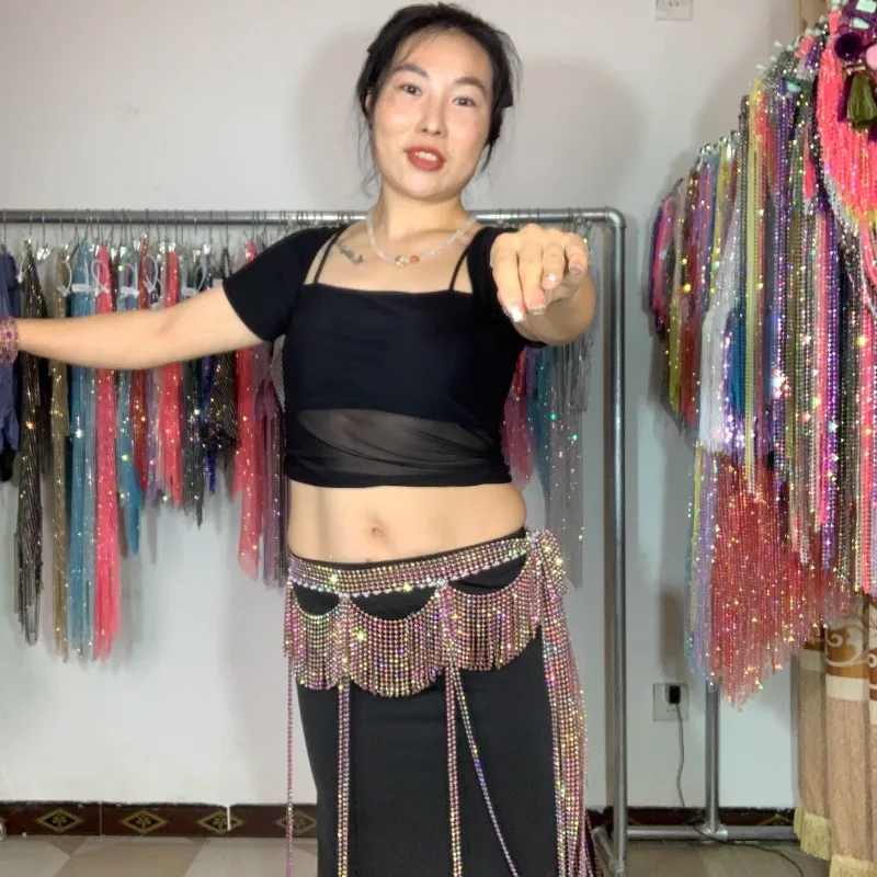 Customized Belly Dance Belt Waist Chain Big Diamond High Shining High Brightness Oriental Dance Pure Handmade Accessories