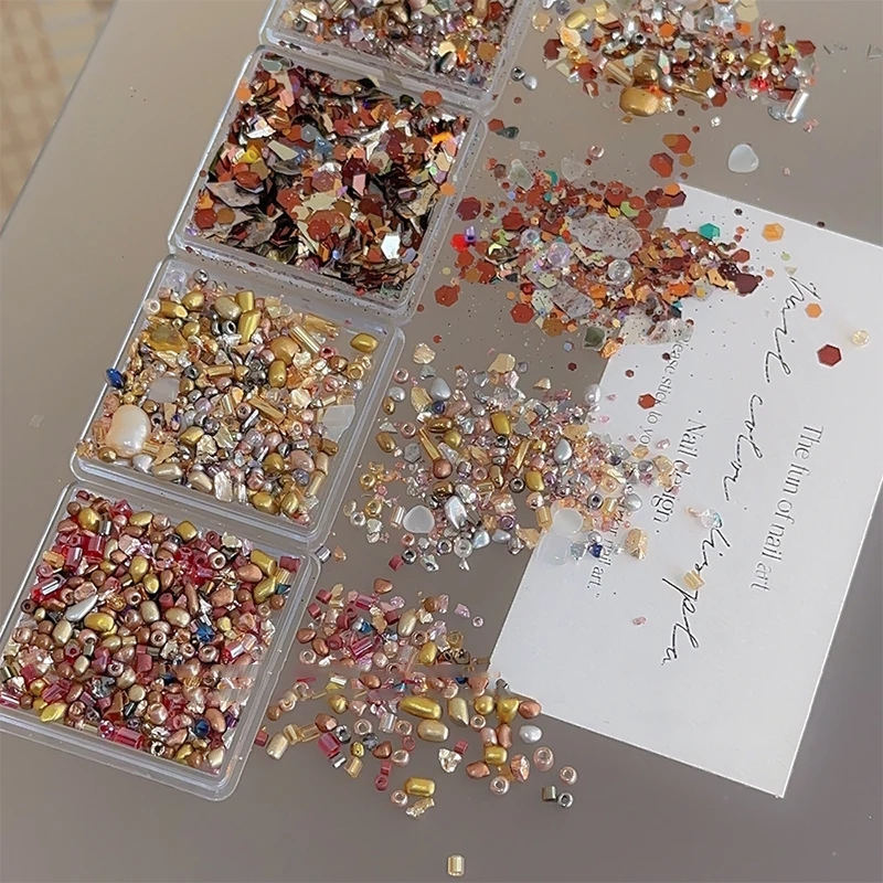 1Box Creative Handmade Irregular Rock Fragment Filling Material Nail Art Sandstorm Mahjong Stone Decoration Bulk Beauty