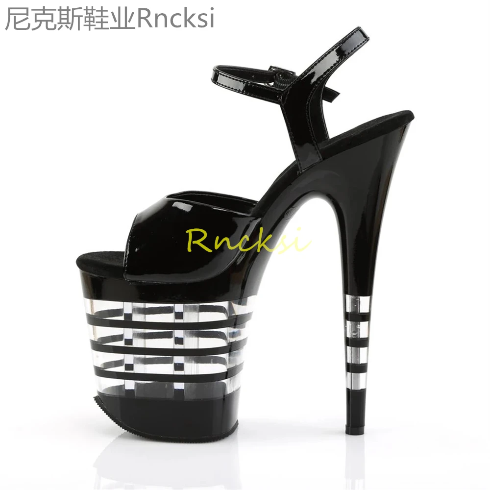 20cm Transparent high-heeled sandals women\'s thin-heeled fishmouth and sandals are worn in summer with sandals.