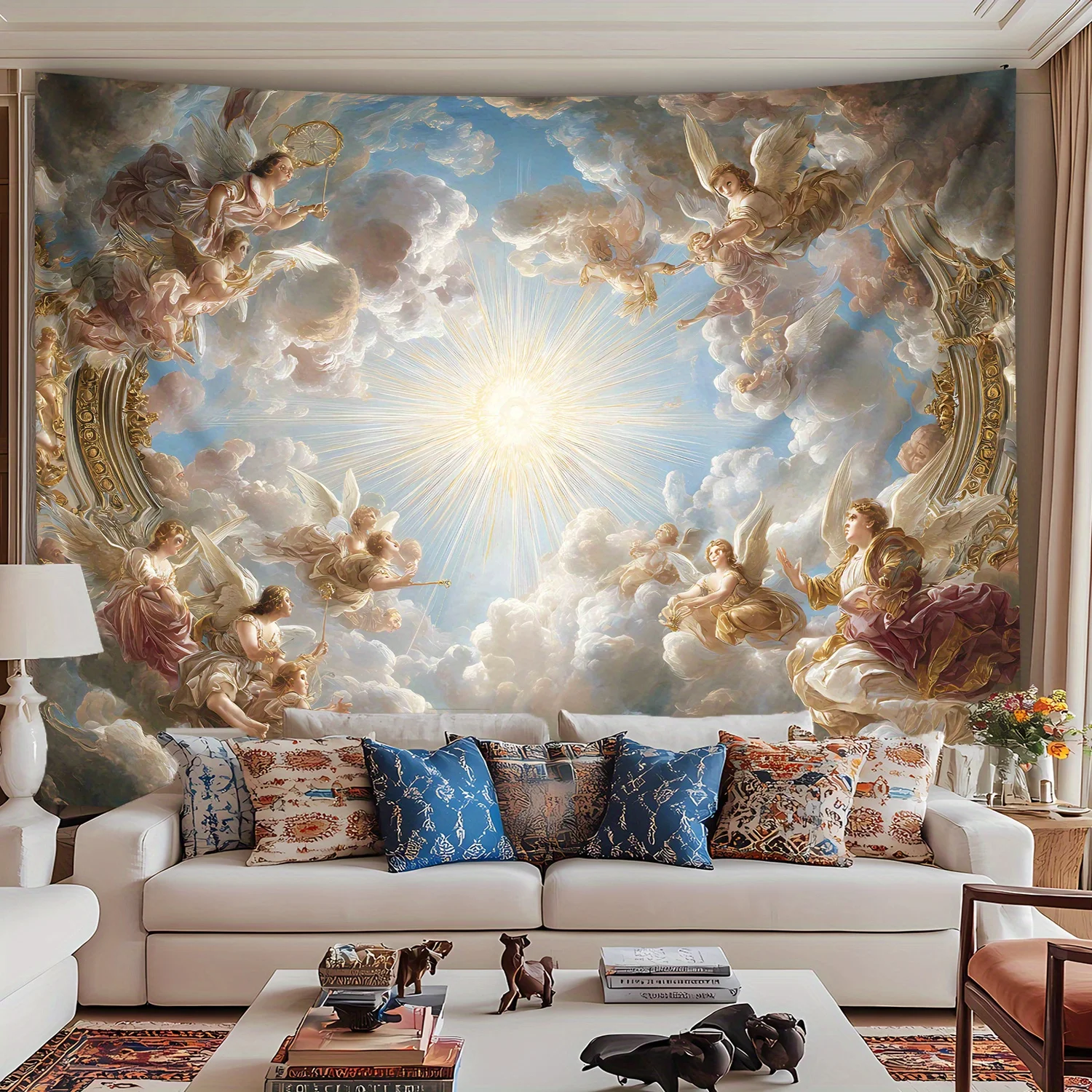 

VIKAMA Classic Sun Angel Tapestry Living Room, Bedroom, Home Office Decor Ambient Wall Art Hanging Home Decor