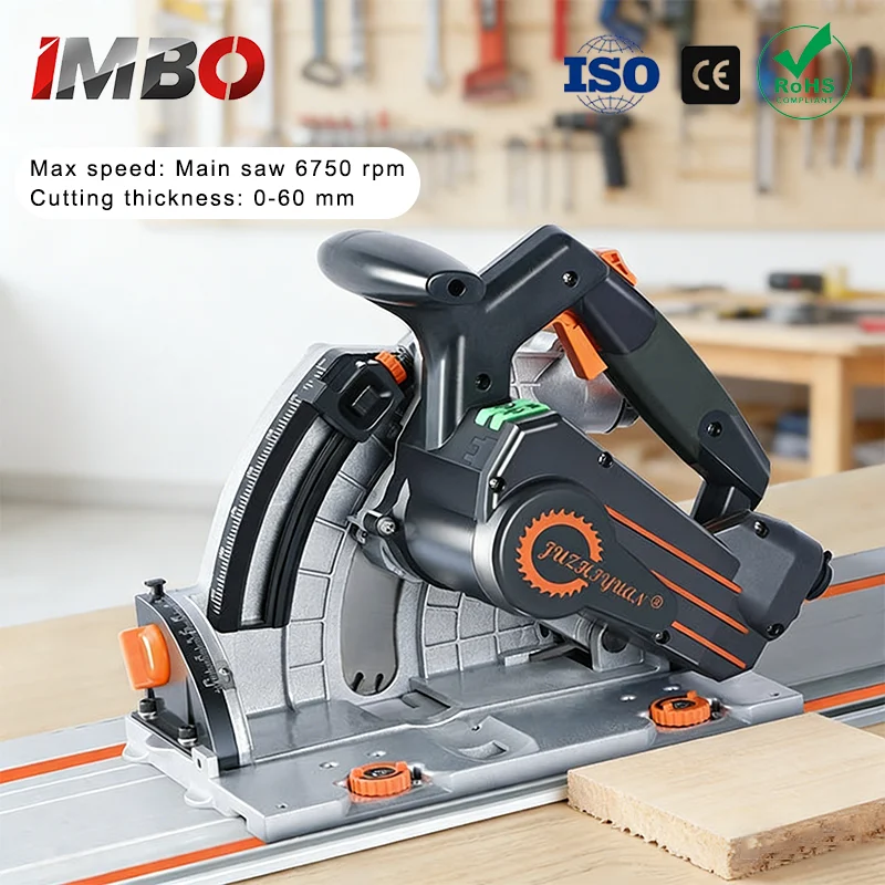 6750rpm Electric Hand Pusher Circular Saw, rail saw Adjustable Track Cutting Machine for Woodworking Aluminum PVC Building Work
