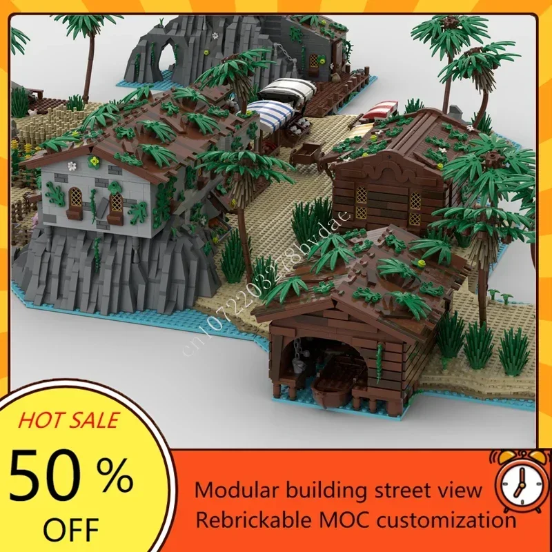 11021 pièces Pirate Island Bay Beach Island Extension modulaire MOC créatif rue vue modèle personnalisé Puzzles bricolage modèle jouets cadeaux