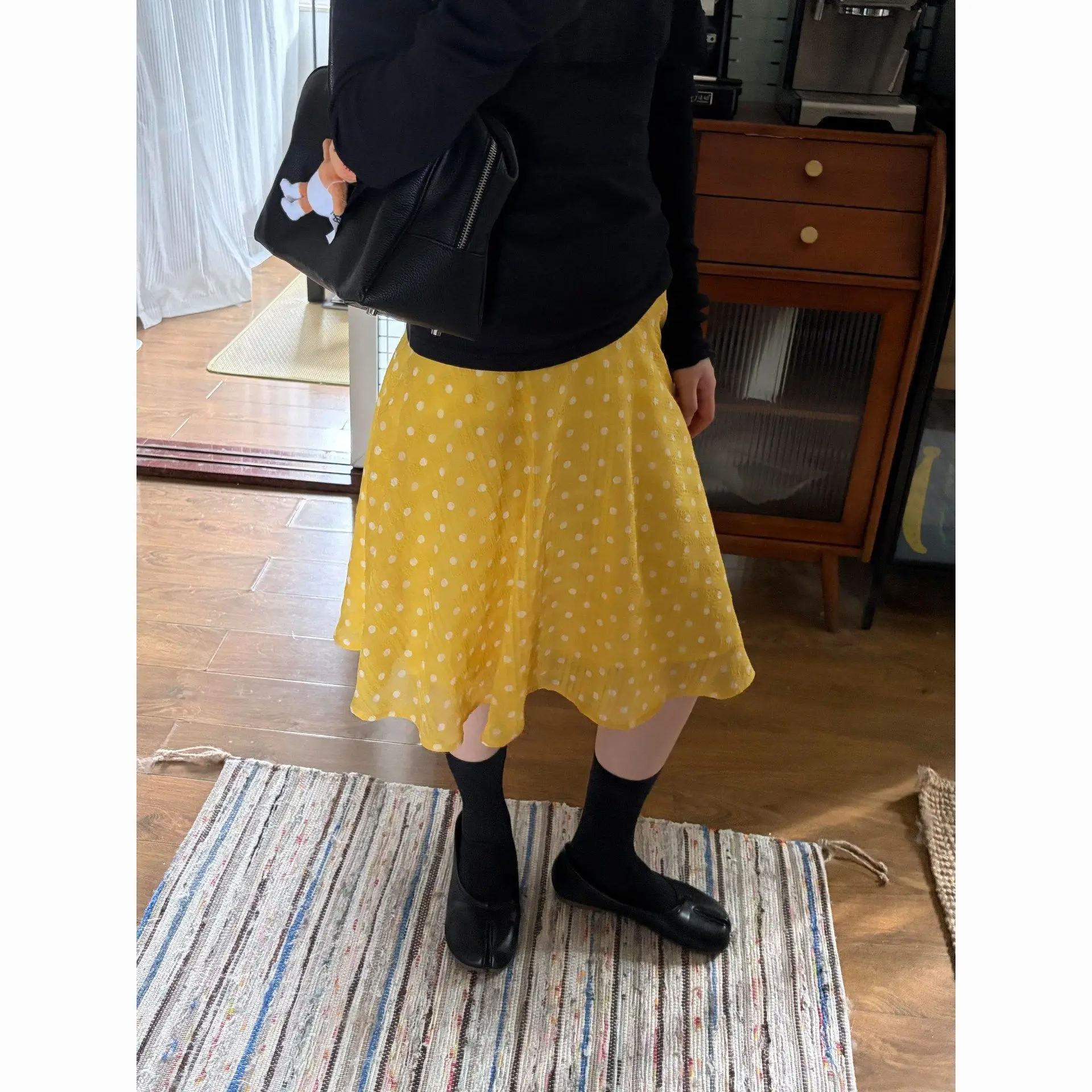 

2026 Spring Summer New Retro Polka Dot Half Body Skirt Women Spring New Style Slim Elegant A-line Mid Skirts
