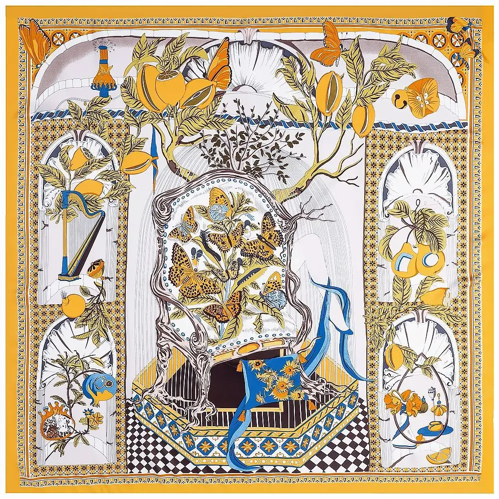 

130cm New Butterfly Design Bandana Fashion Brand Scarf 100% Silk Square Scarf Shawl Women Kerchief Scarves For Ladies