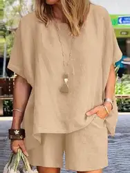 ZANZEA 2024 estate due pezzi tuta da donna pantaloncini causali abiti camicia a maniche corte top Set abbinato allentato abiti oversize