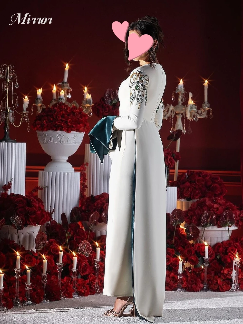 Vestido de espejo elegante Vintage, verde marfil, cuentas hasta el suelo, personalizado, ocasión Formal, vestido de graduación, vestidos de fiesta