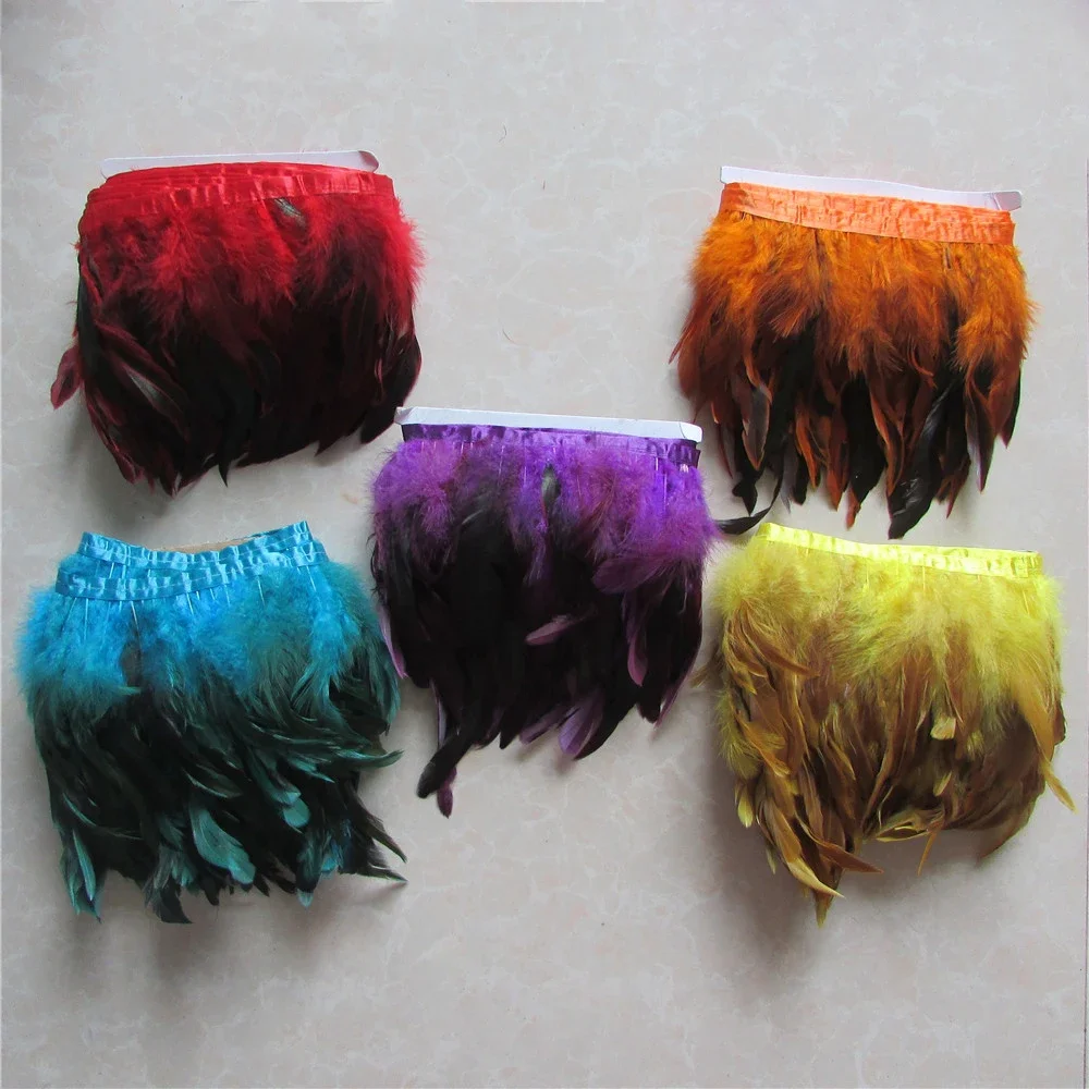 Dyed Rooster Tail Feather 15-20cm 6-8 inch 1meter sell Multicoloured Select DIY Decoration Handiwork Christmas tree Accessories