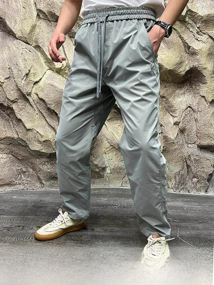 

Outdoor Leisure Pants Breathable Embroidered Woven Matrix Water Resistant Spring Summer Straight Leg Long Youth Casual Trousers