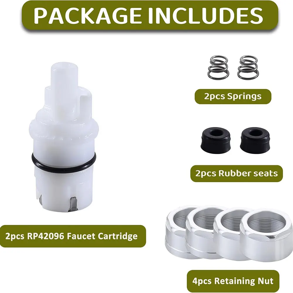 

1 Pair For RP42096 Faucet Cartridge Assembly for Peerless Faucets with 2 Stems 2 Stainless Springs 2 Rubber Seats 4 Lug Nuts