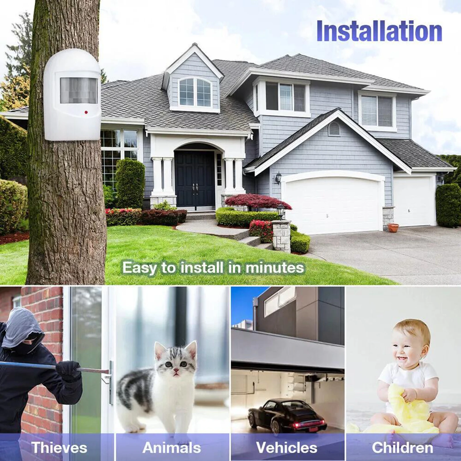 Wireless Driveway Alarm Alert System Security Garage Intruder PIR Motion Sensor