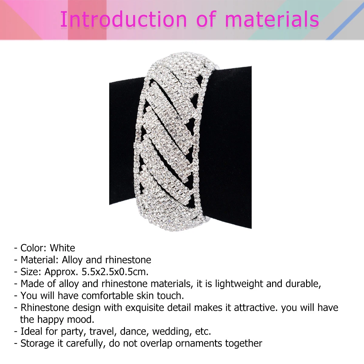 

Elastic Bracelet Lightweight Shining Dance Rhinestones Festival Wedding Fashion