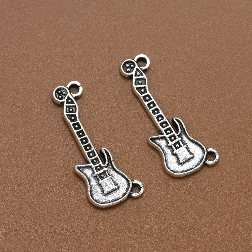 

20PCS Alloy Exquisite Guitar Pendants Charms DIY Jewelry Making Accessory for Necklace Bracelet ( Silver)