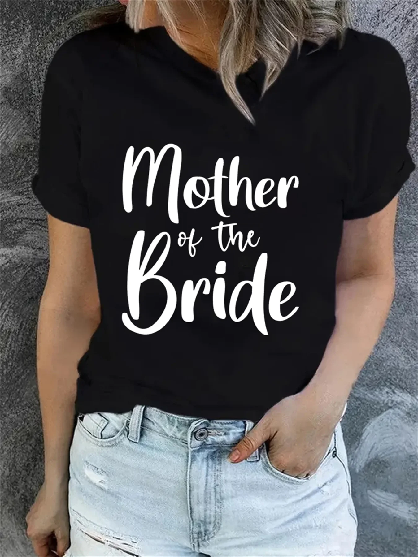 Blumen Mutter der Braut Muster gedruckt T-Shirt Mode Top schwarz kurze Ärmel originelles und interessantes Design