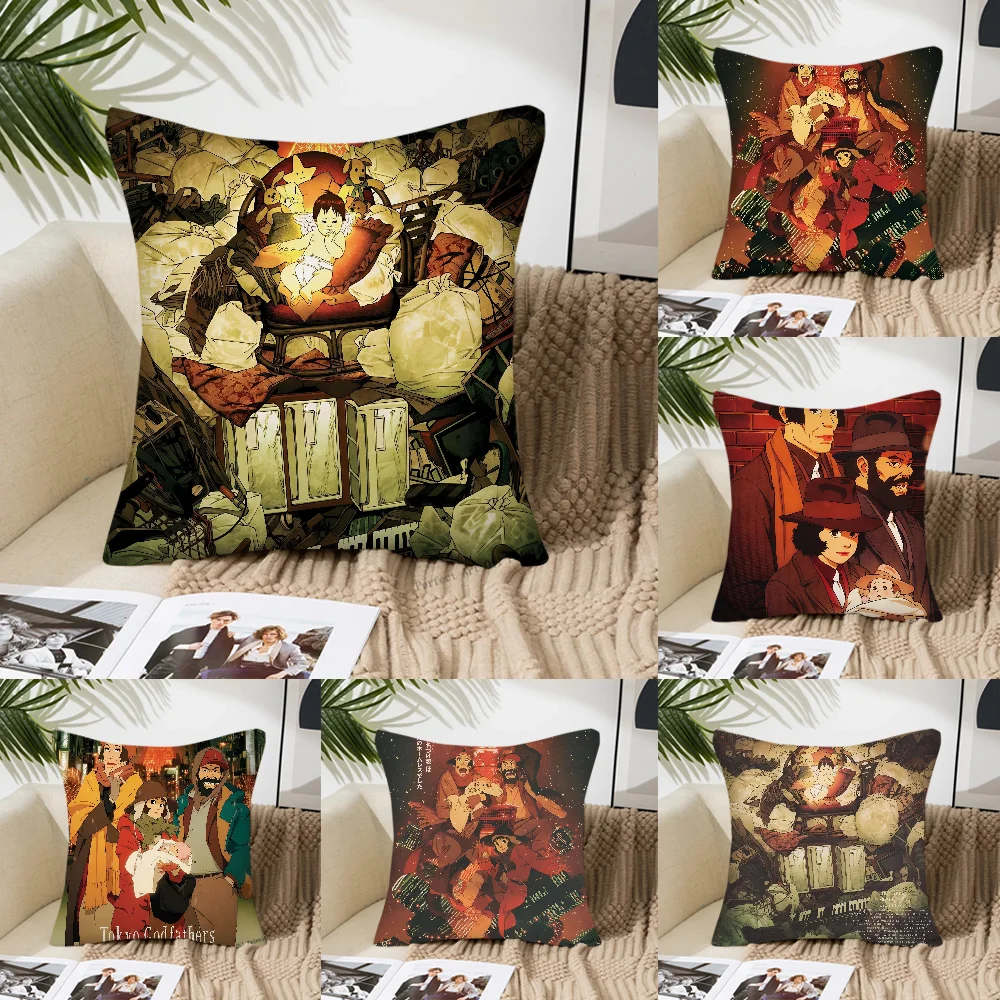 T-Tokyo Godfathers Anime Pillow Case Square Pillow Bedroom Sofa Leisure Comfort Cushion Car Living Room Home Decoration