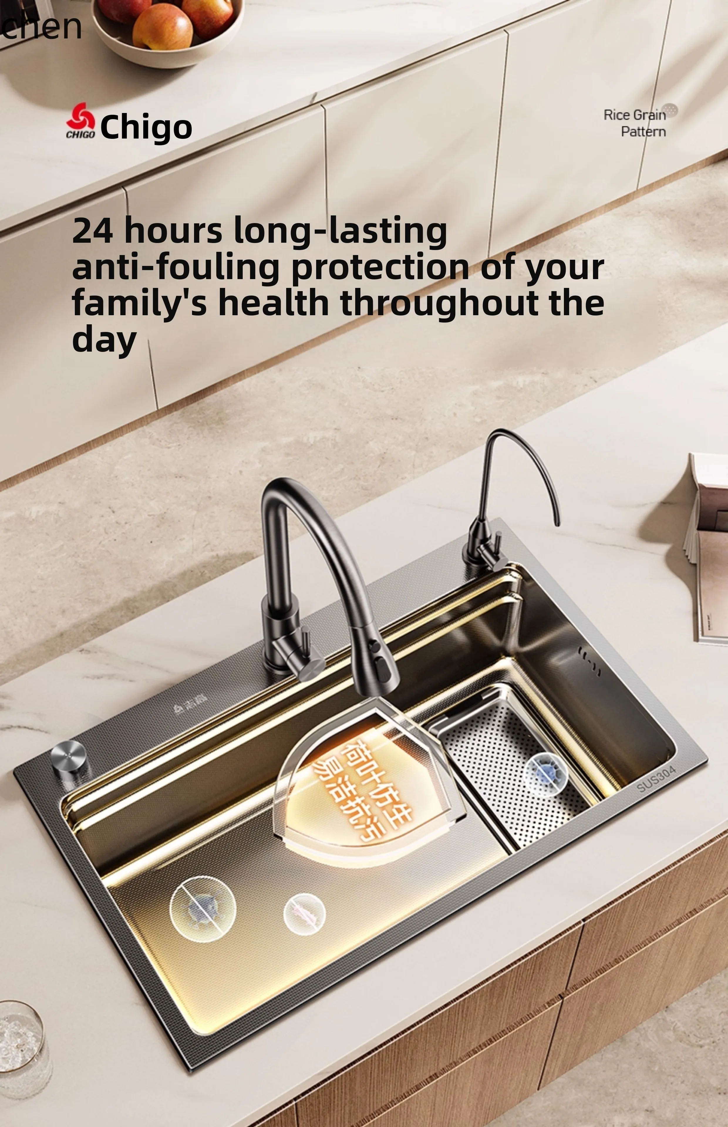 HXL Thickened Kitchen Sink Large Single Bowl Stainless Steel Vegetable Washing Dishwashing Sink