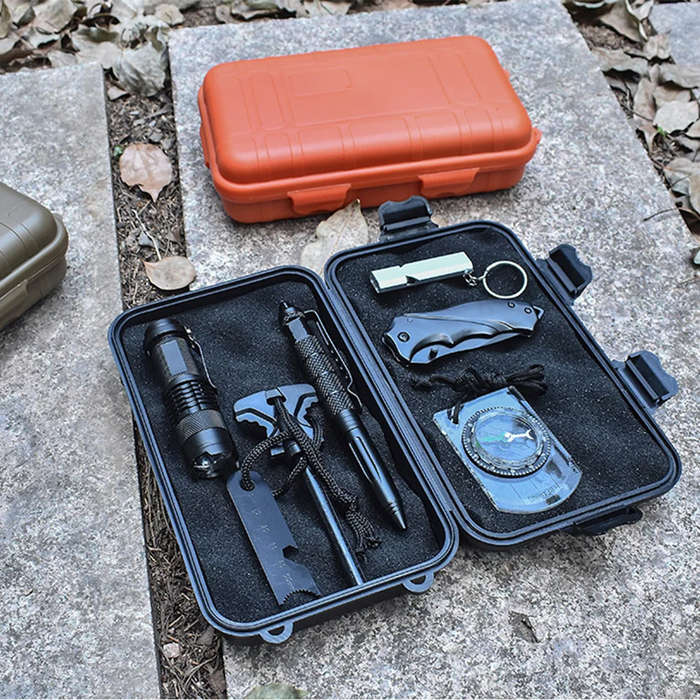 Waterproof Outdoor Survival Box Black Small Lightweight Multipurpose Emergency Tool Storage Case for Adventure Explorer