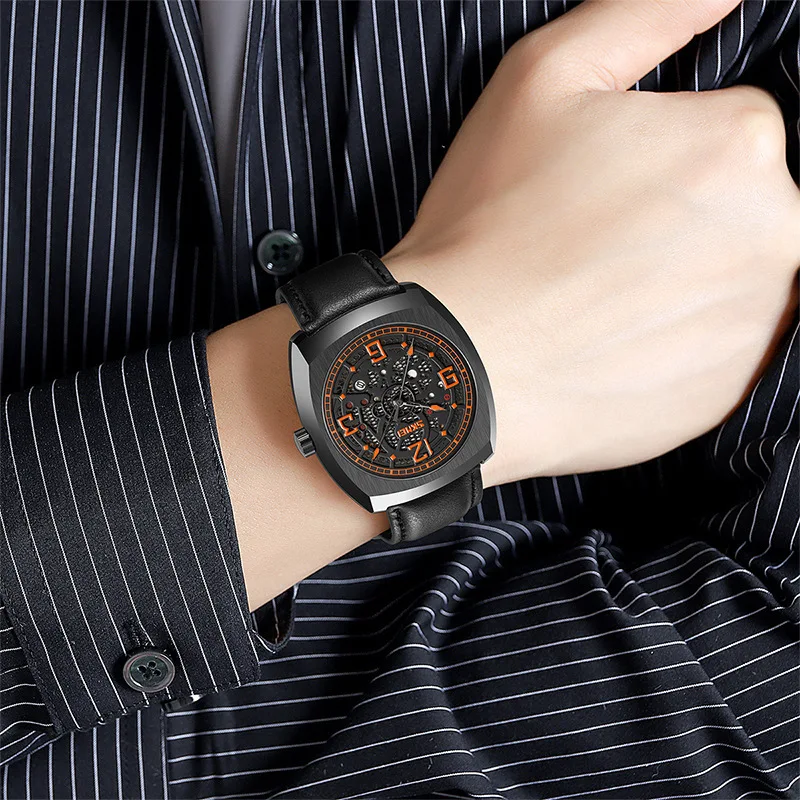 ساعة SkmeiMen's Fashion Trend ذات قرص كبير كوارتز ساعة مضيئة مقاومة للماء للرجال