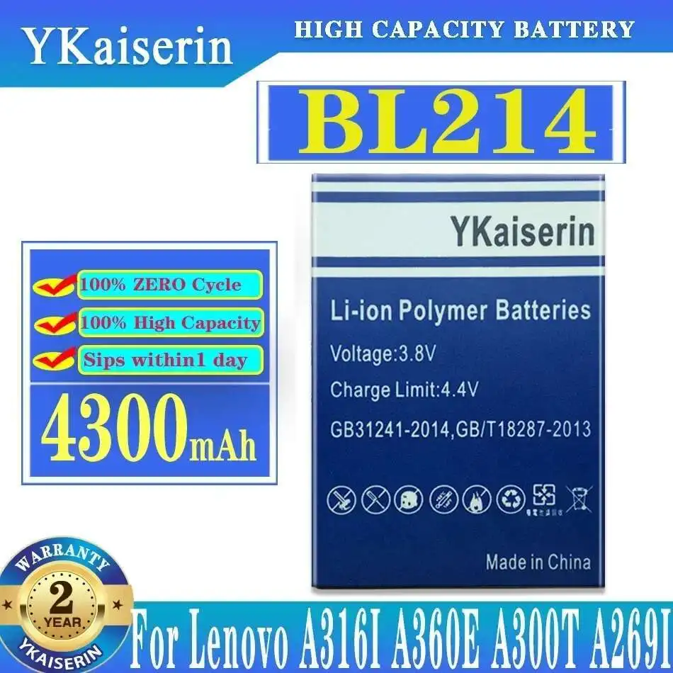Аккумулятор мобильного телефона BL214 4300 мАч для Lenovo A316I A360E A300T A269I A208t A218t A269 A305E A316 Аккумулятор мобильного телефона BL214 4300 мАч для Lenovo A316I A360E A300T A269I A208t A218t A269 A305E A316