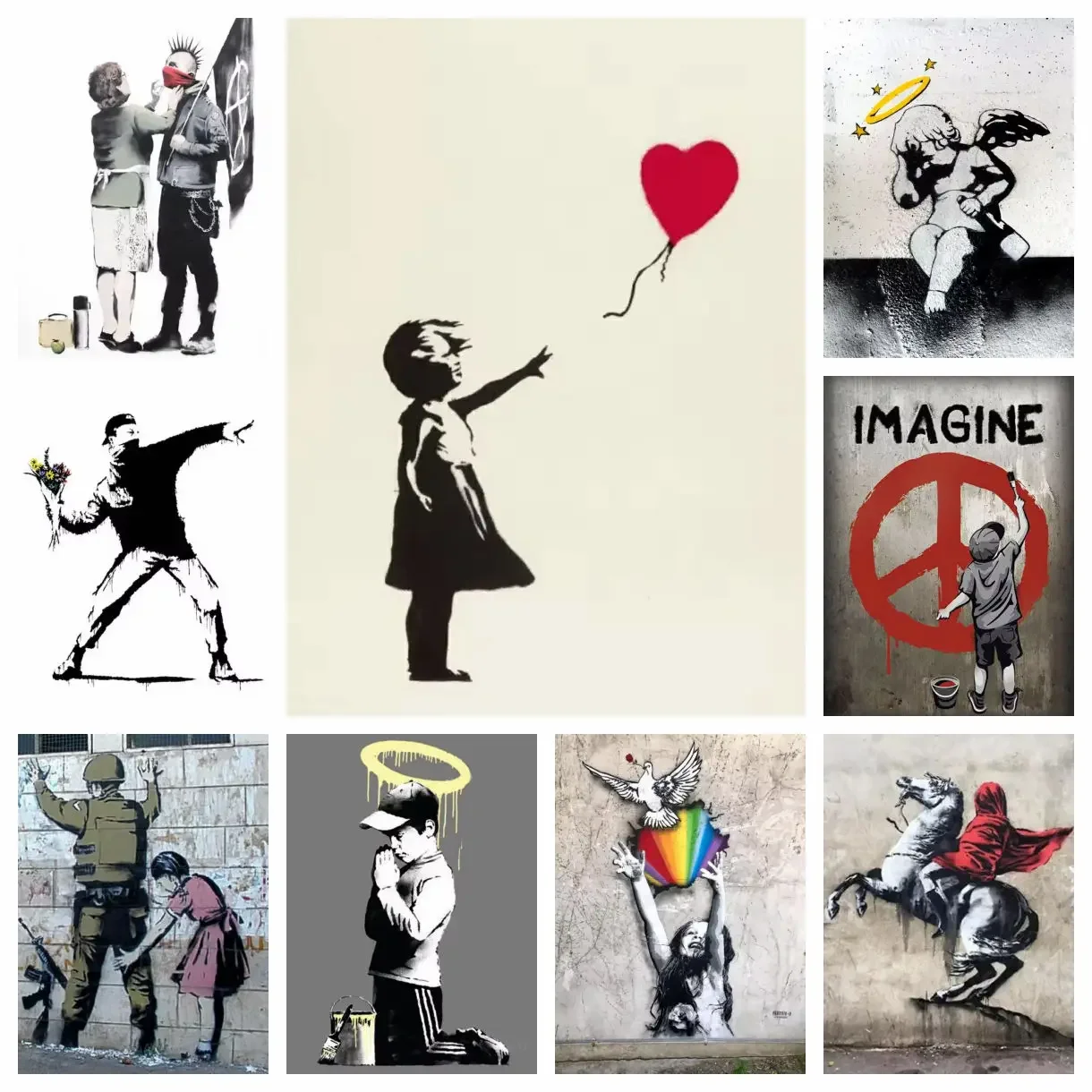 

2025 New Banksy Graffiti Street 5D DIY Diamond Painting Mosaic Cross Stitch Artwork Embroidery Rhinestones Home Decor Gift