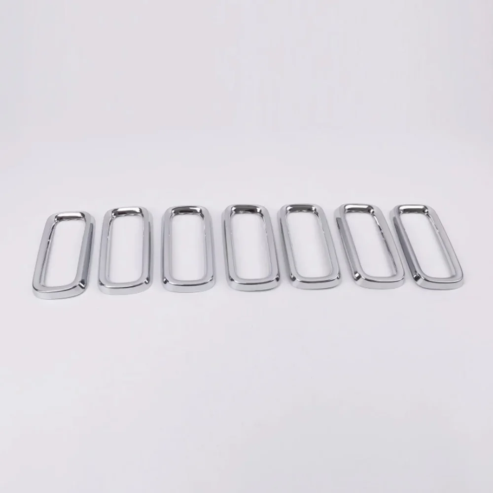 Car Body Styling Cover Detector ABS Chrome Trim Front Up Grid Grill Grille Frame 7pcs For Jeep Renegade 2017 2018 2019 2020 - view 5