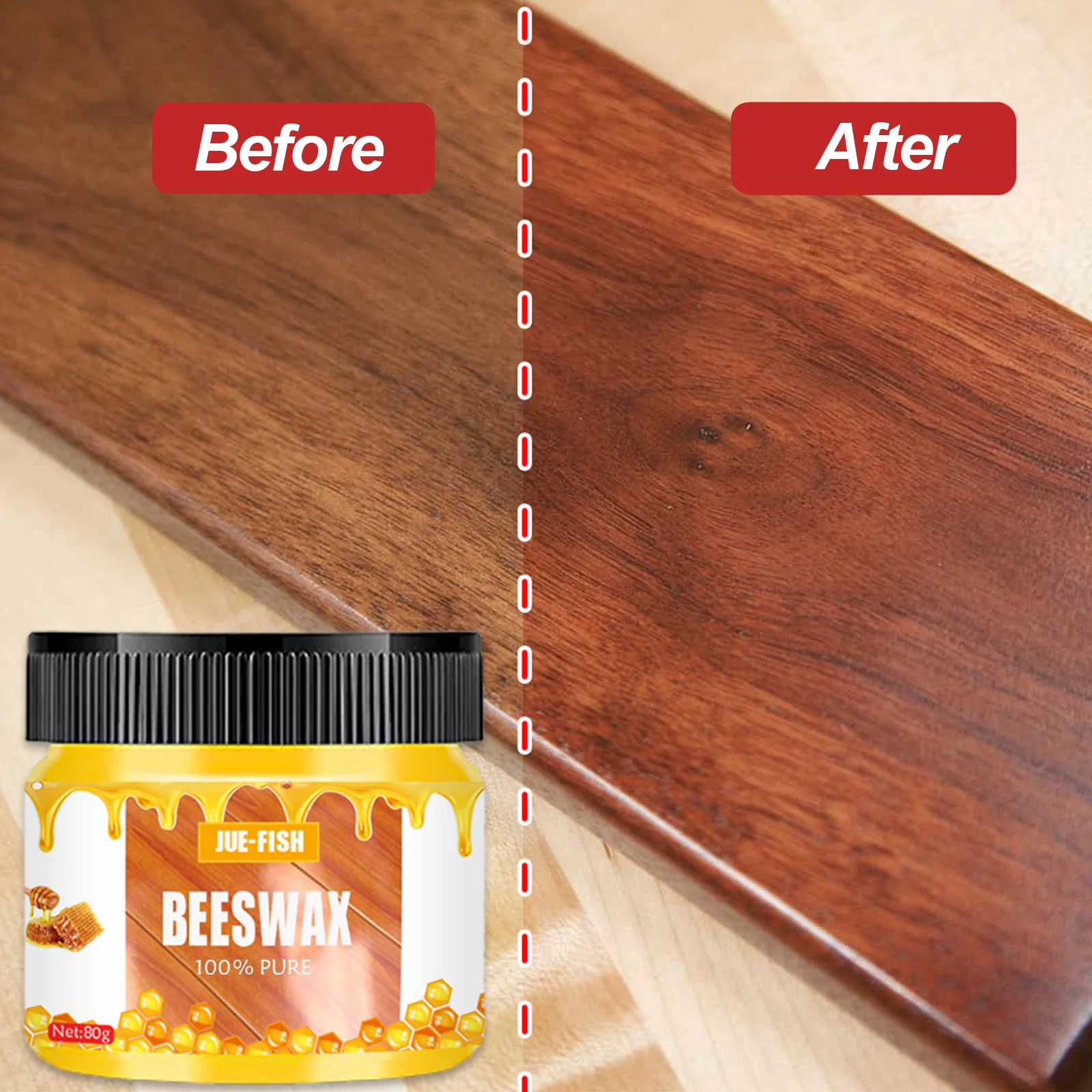 Beeswax Wood Furniture & Floor Polish - Brightening Wear-Resistant Cleaning Scratch Restoring Maintenance Care Wax