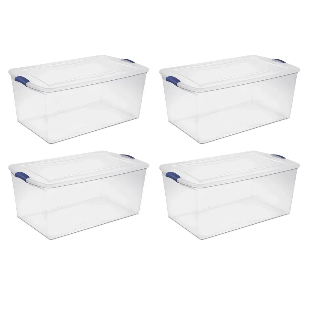 

Sterilite 105 Qt. Latch Box Plastic, Stadium Blue, Set of 4