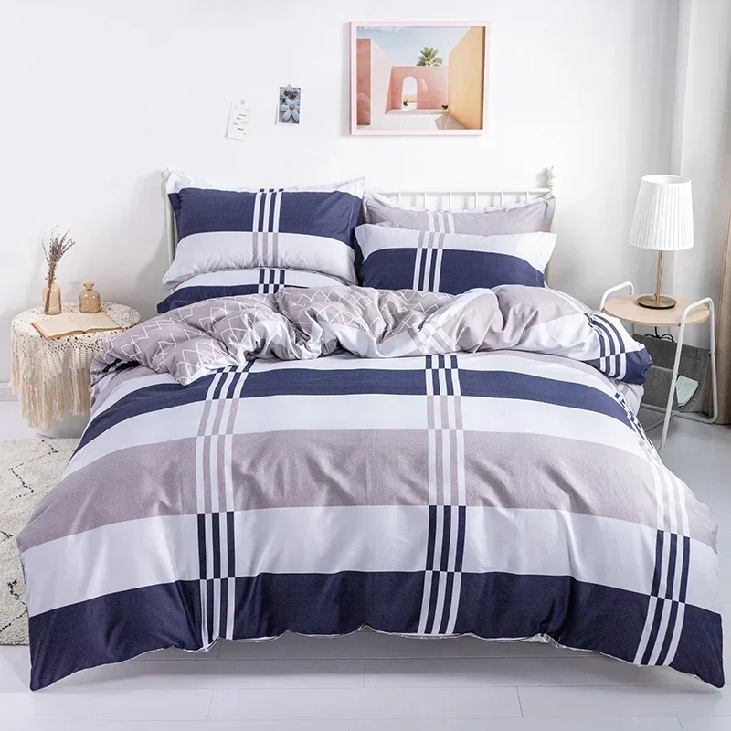 Queen Quilt Cover Sets Yellow Striped Duvet Cover with 2pcs Pillowcase King Size Dekbedovertrek Cover 150/160/180/200/220cm