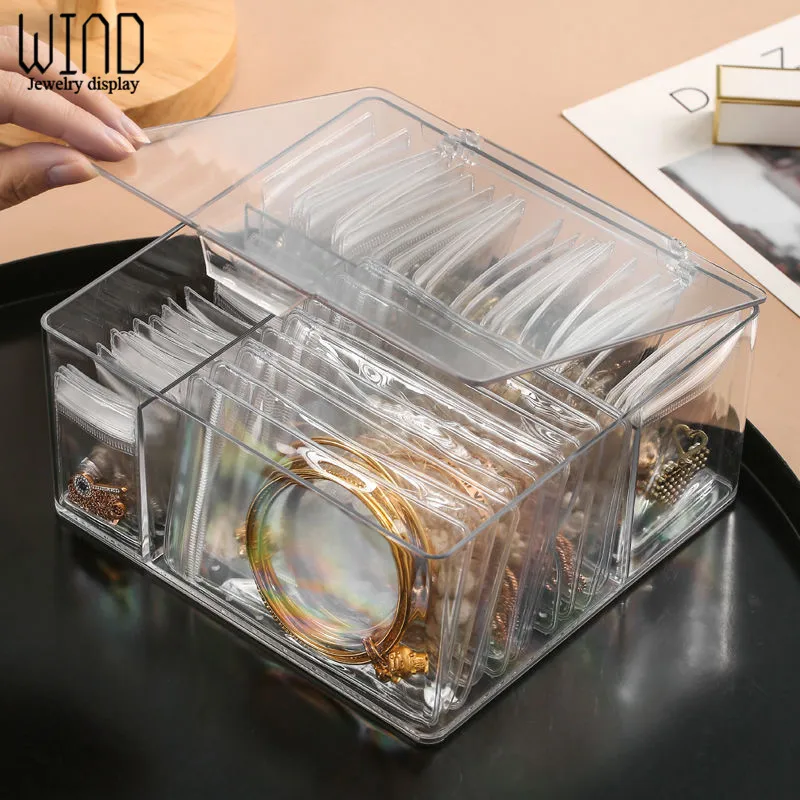 New Anti-oxidation Jewelry Storage Bag Desktop Drawer Organizer Transparent Necklace Bracelet Ring Holder Ziplock Bag Storage