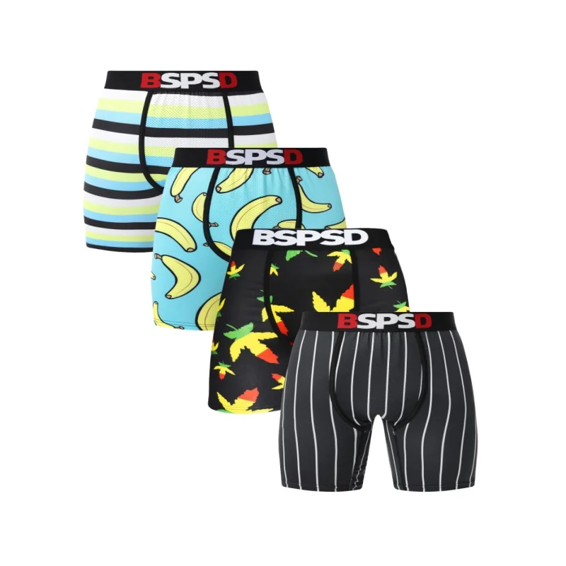 4 قطعة الرجال الملابس الداخلية الملاكمين مثير تنفس رجل boxershort موضة طباعة الرجال سراويل السروال رجل الملاكمين ملخصات جذوع #3