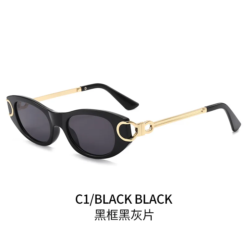 New Cross-Border Fashion Punk Sunglasses Women European and American Street Shot Fashion Oval  Glasses