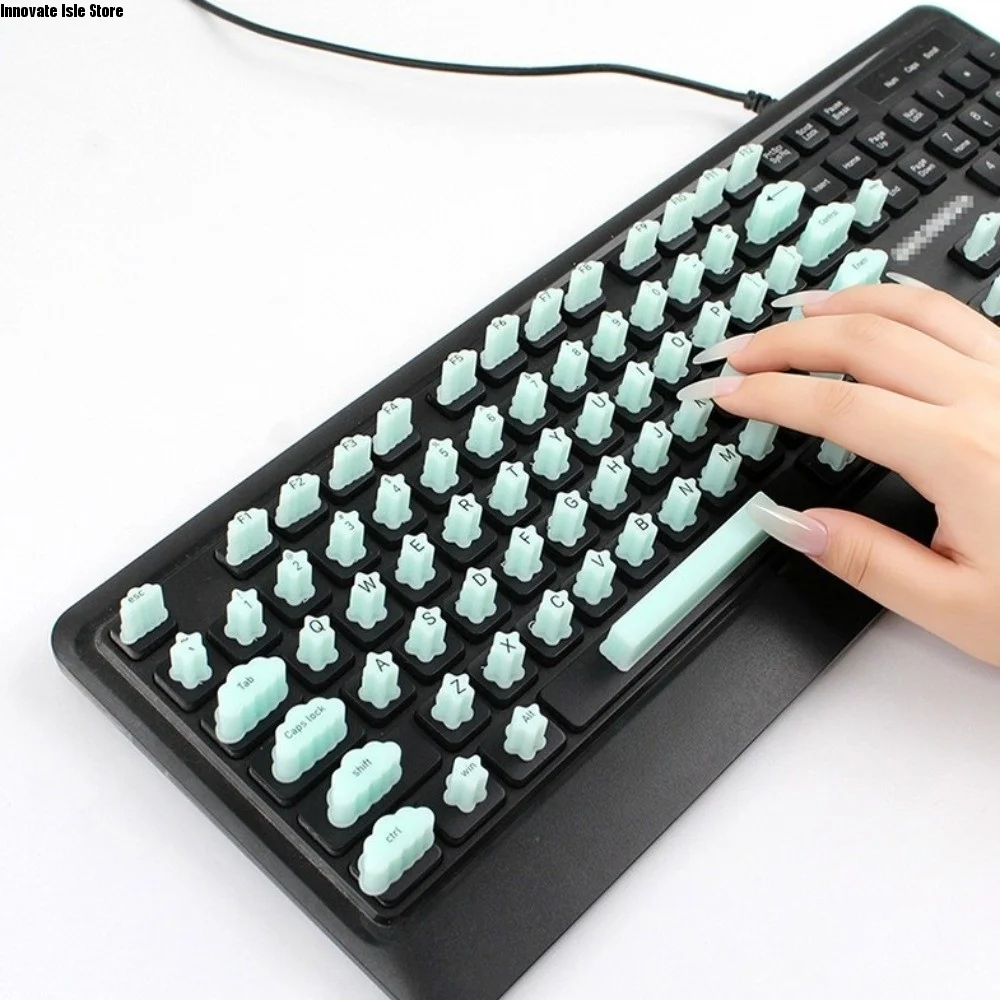 Soft Silicone Raised Keyboard Stickers Dust Proof Scratch Proof Keyboard Protective Film Height Increaser Nail-Friendly