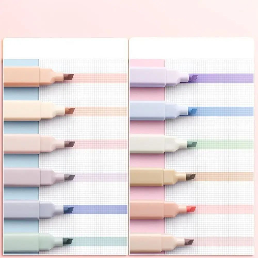 Aesthetic Pastel Highlighters Set For Journaling School Office Stationery Marker Pens Smooth Writing Drawing Supplies