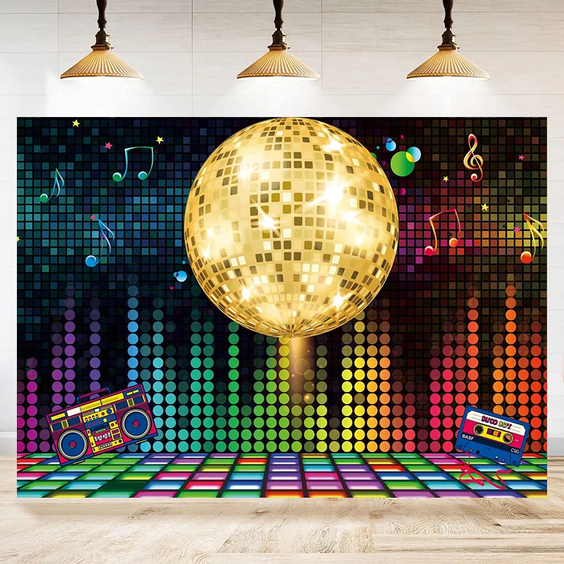 Disco Neon Night Photography Backdrop Vintage 70s 80s 90s Let's Glow Crazy Party Supplies Decor Background Photo Booth Banner