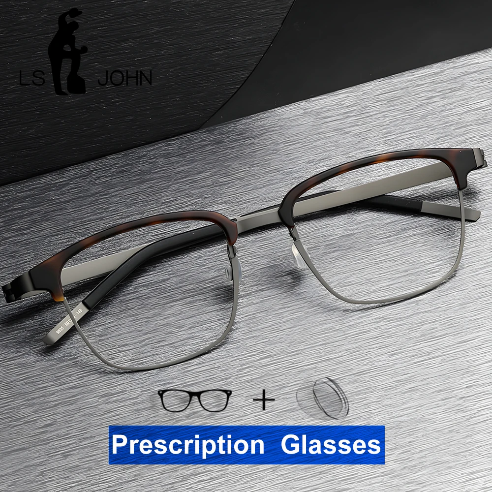 

Pure Titanium Myopia Reading Glasses Men Ultralight Screwless Pilot Optical Prescription Eyeglasses Males Denmark Brand Eyewear