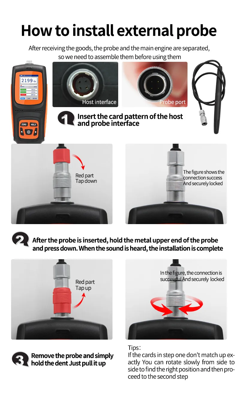 Gauss Meter Tesla Meter Rechargeable 0-2500mT, Magnetometer with Data Logging and Alarm Magnetic Field Strength Pole Tester