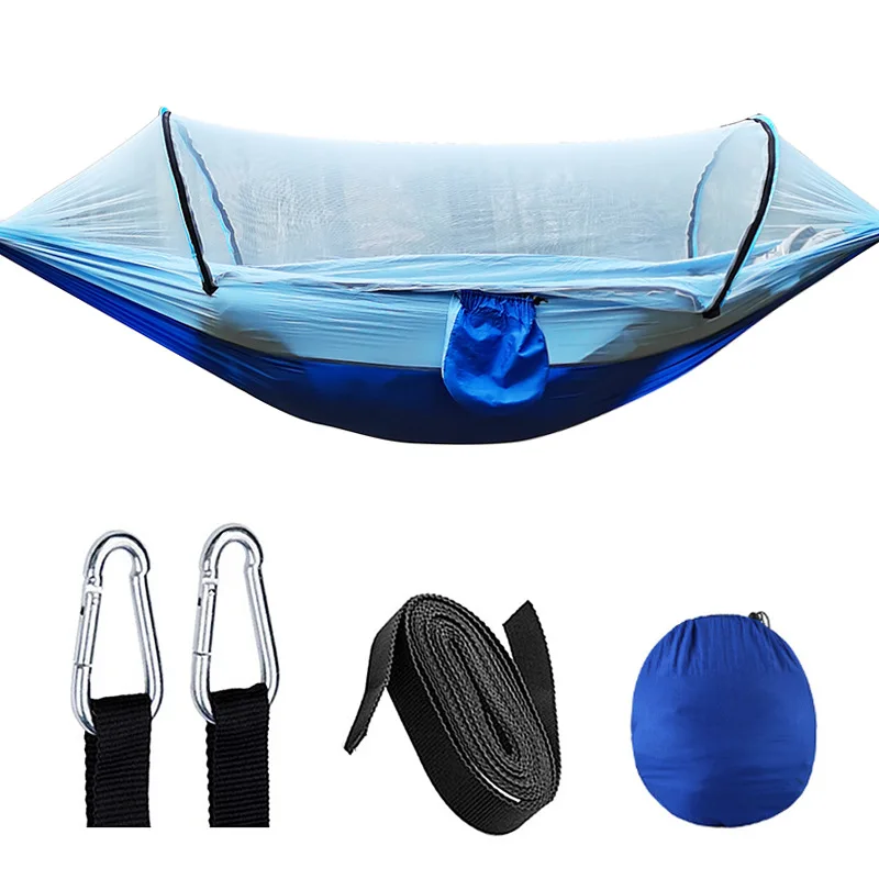 Automatic Quick-opening Mosquito Net Hammock Outdoor Camping Pole Hammock swing Anti-rollover Nylon Rocking Chair 260x140cm