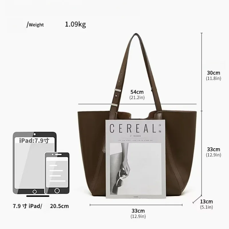 

Женская сумка из натуральной кожи большой вместимости, новинка 2026 года, модная ретро-сумка-тоут в корейском стиле, трендовая сумка через плечо