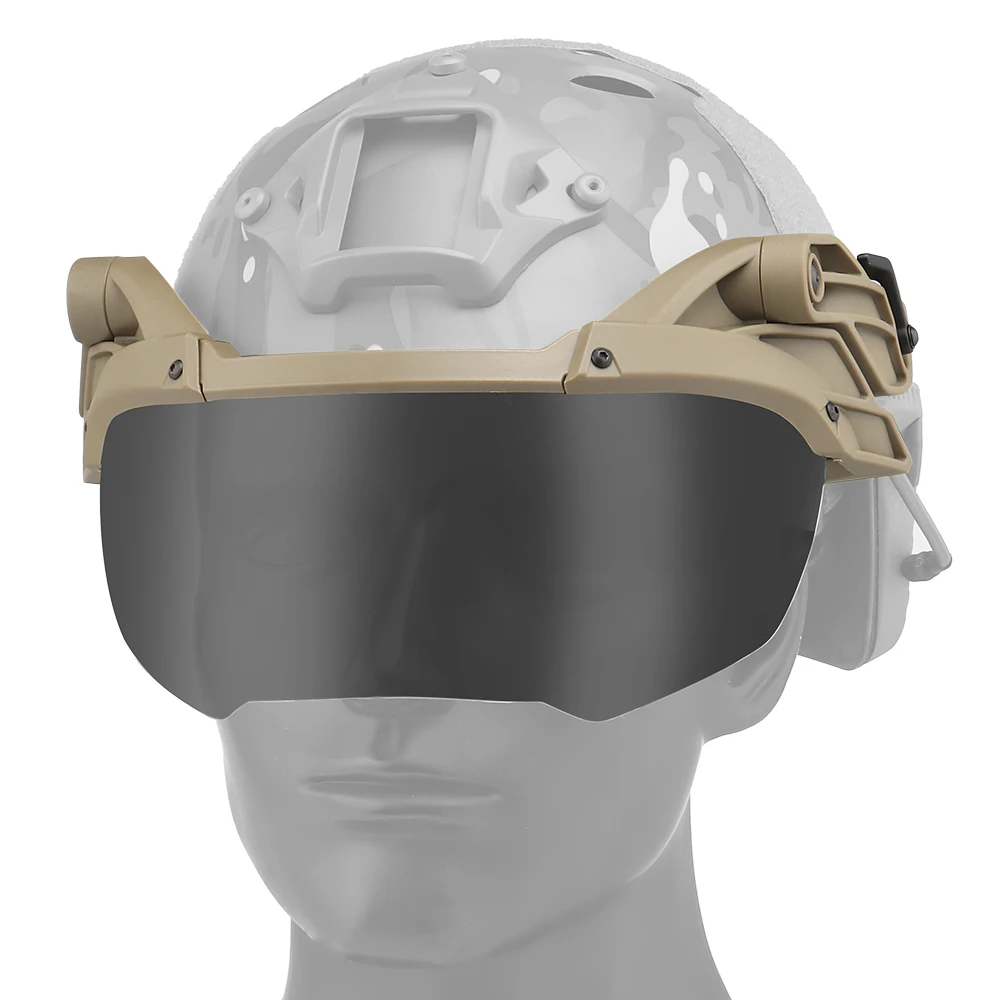 Tactical Fast Helmet Flip Goggles, Suspensão Airsoft, Óculos de proteção ocular, Proteção UV, 2 Lentes Intercambiáveis