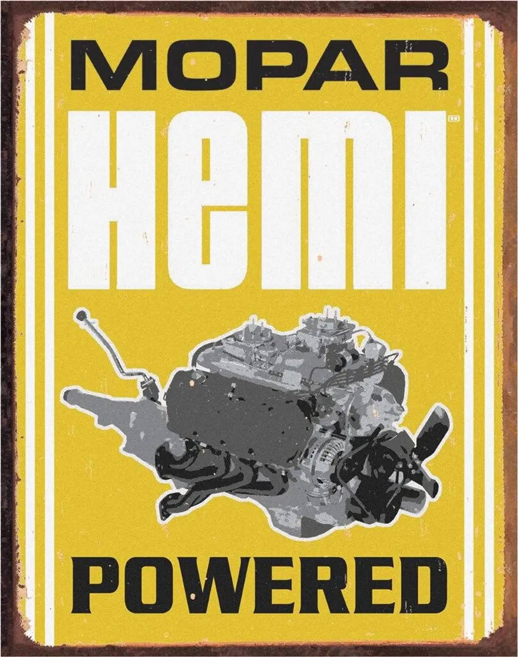 Desperate Enterprises Mopar Hemi Powered Tin Sign - Nostalgic Vintage Metal Wall Décor - Made in USA sign