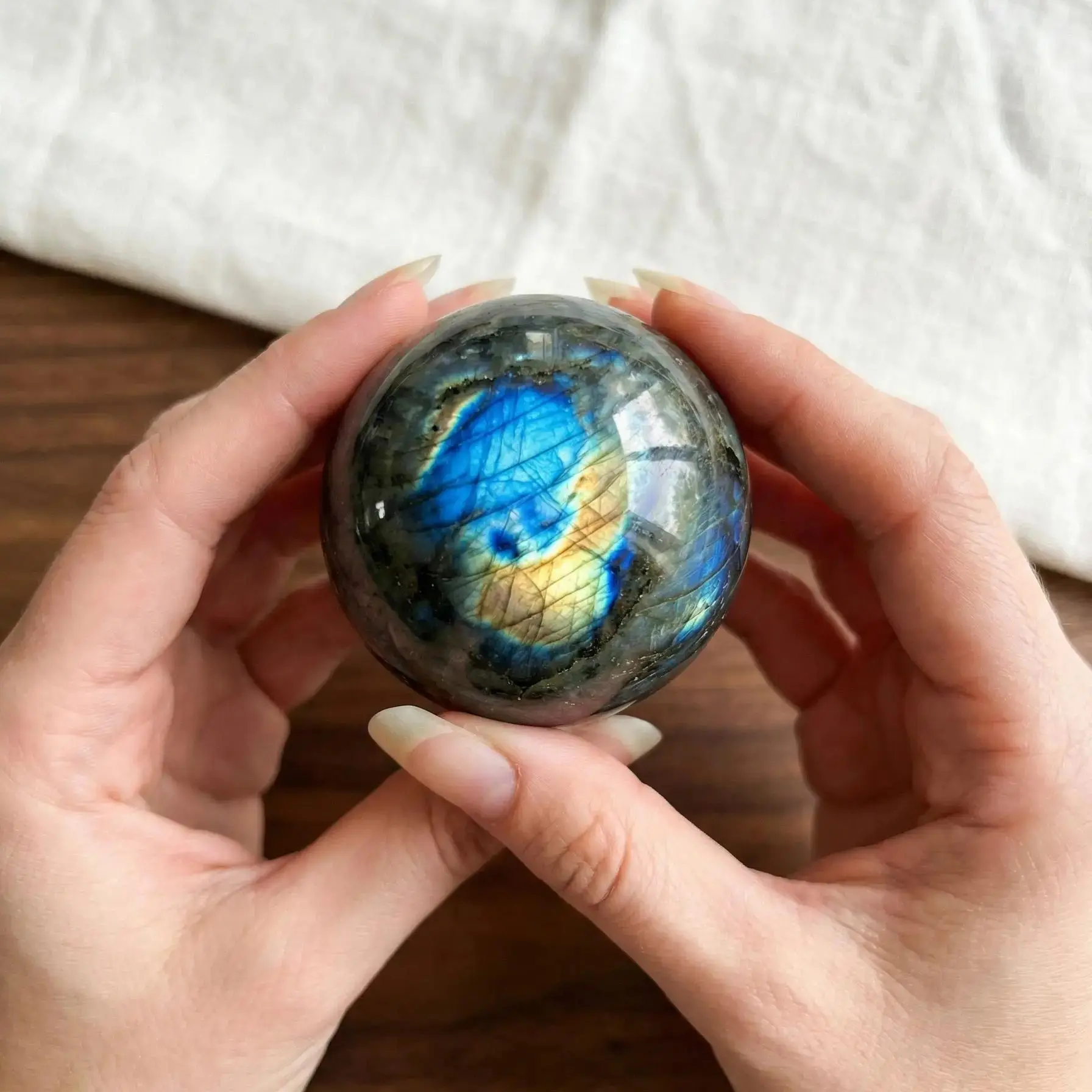 Natural Labradorite Sphere, Polished Flash Crystal Ball