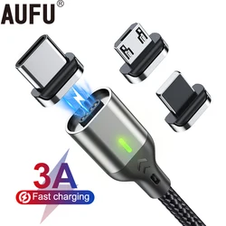 AUFU Magnetic Charge Cable 3A Fast Charging USB Type C Cable Magnet Micro USB Data Charging Wire Mobile Phone for iPhone Xiaomi