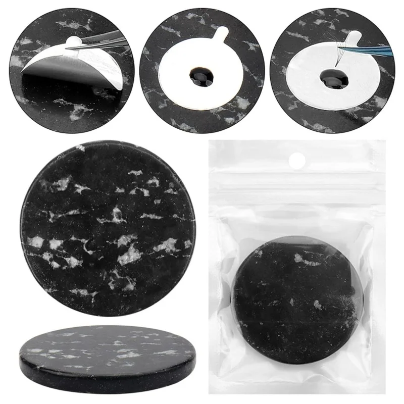 Eyelashes Extension Glue Adhesive Pallet Round Jade Stone Set False Eye Lashes Glue Pad Holder Makeup Tool Lash Lifting Supplies