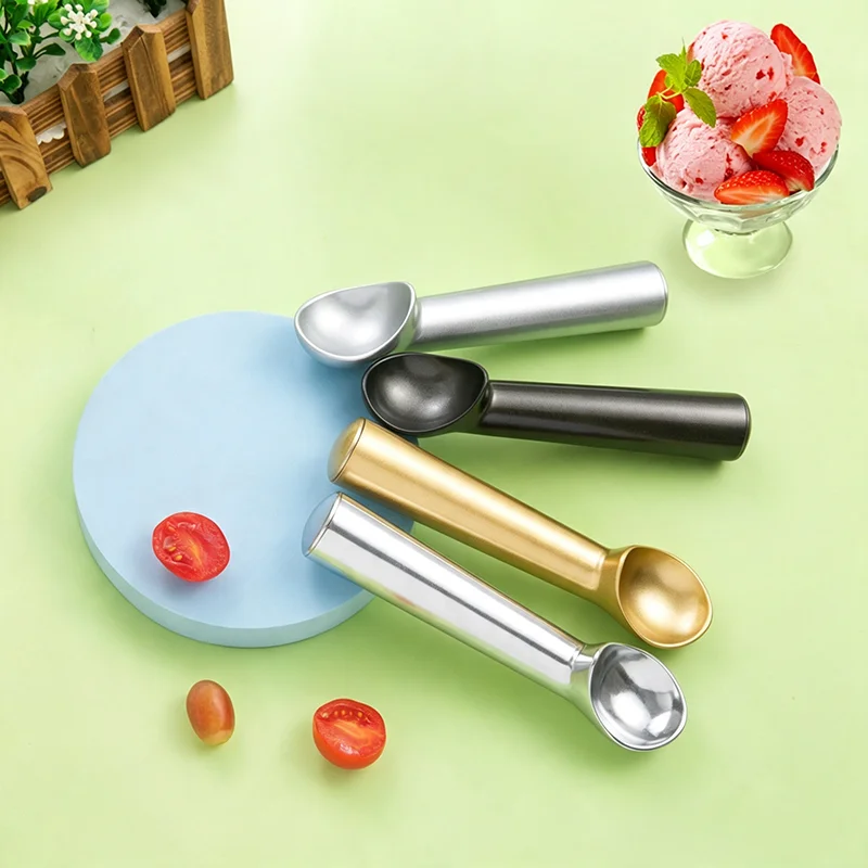 Home Kitchen Aluminum Ice Cream Spoon Melon Ball Cookie Dough Scoop Ice Cream Tools Nonstick Anti-Freeze Ice Cream Scoop Stacks