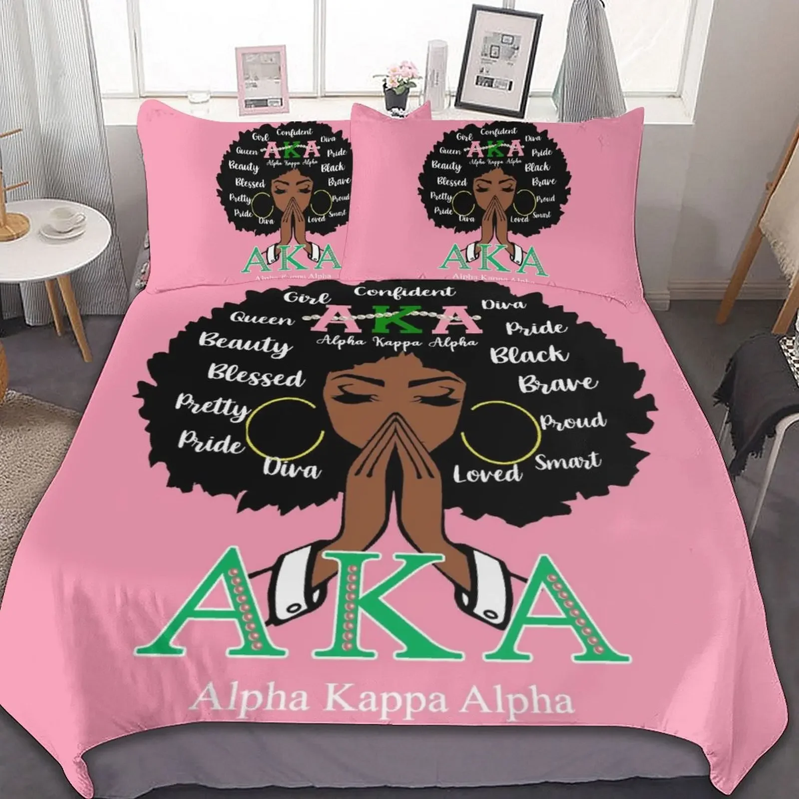 Alpha Sorority Kappa Alpha AKA Bedding Set Boys Girls Twin Queen Size Duvet Cover Pillowcase Bed Kids Adult Home Textileextile