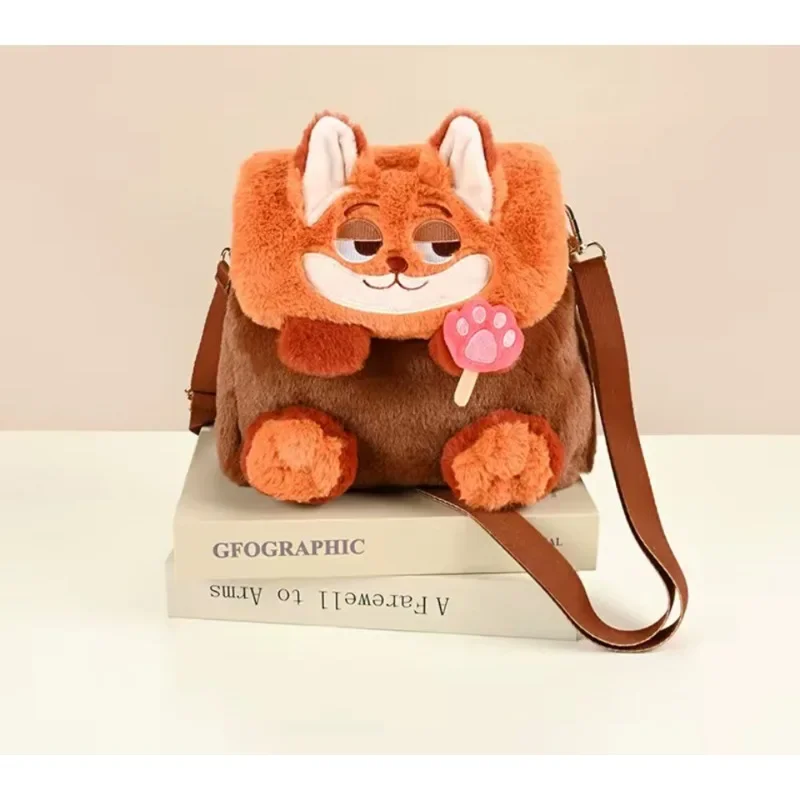 MINISO Zootopia Doll Crossbody Bag Cute Cartoon Judy Nick Large Capacity Plush Backpack Commuter Bags Casual Fashion Gifts