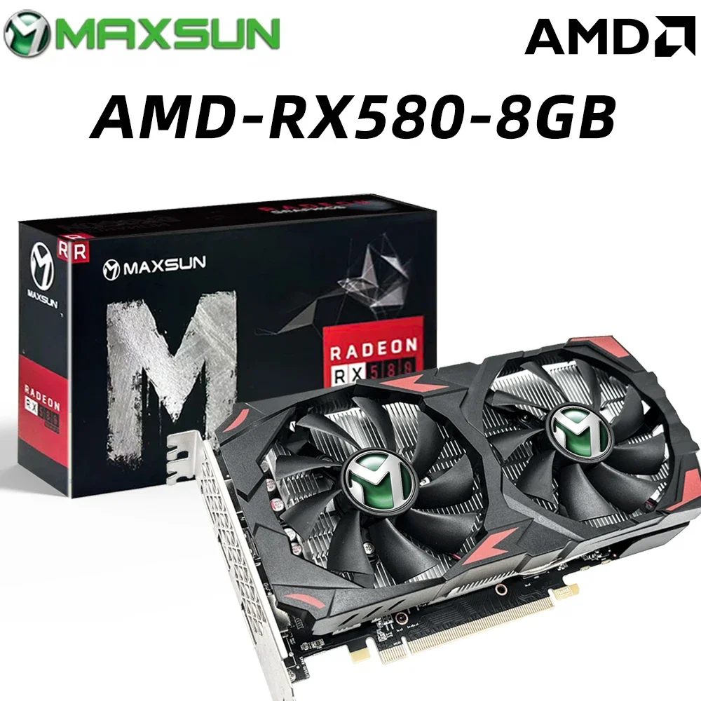 

MAXSUN AMD RX 580 8 ГБ 2048SP 8-контактная игровая видеокарта Placa De GDDR5 256 бит Radeon GPU компоненты настольного компьютера
