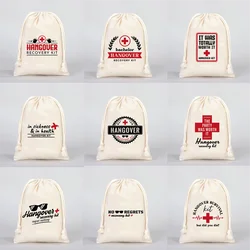 5PCS gift bags cotton pouch Bachelor Hangover Recovery Kit Bundle  Wedding Party Oh Shit Kit Bachelor party supplies favor bags