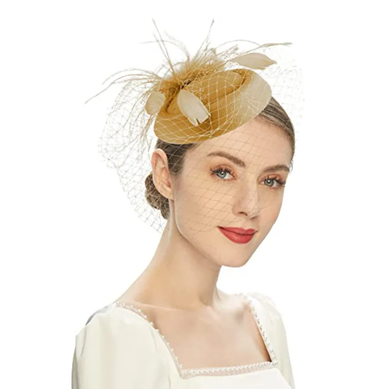 Fascinators for Women Elegant Headwear Cocktail Tea Party Kentucky Derby Hat Charming Mesh Veil Hairbands Church Hats Hair Clips